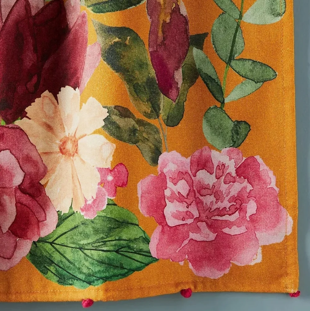 Anthropologie Perennial Flower Dishtowel- multi-colored
